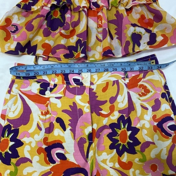 J.Crew Women’s Floral,Ruffle,Wrap,Cotton Top. Size- Large & Short Pants. Size-12 - Picture 11 of 16